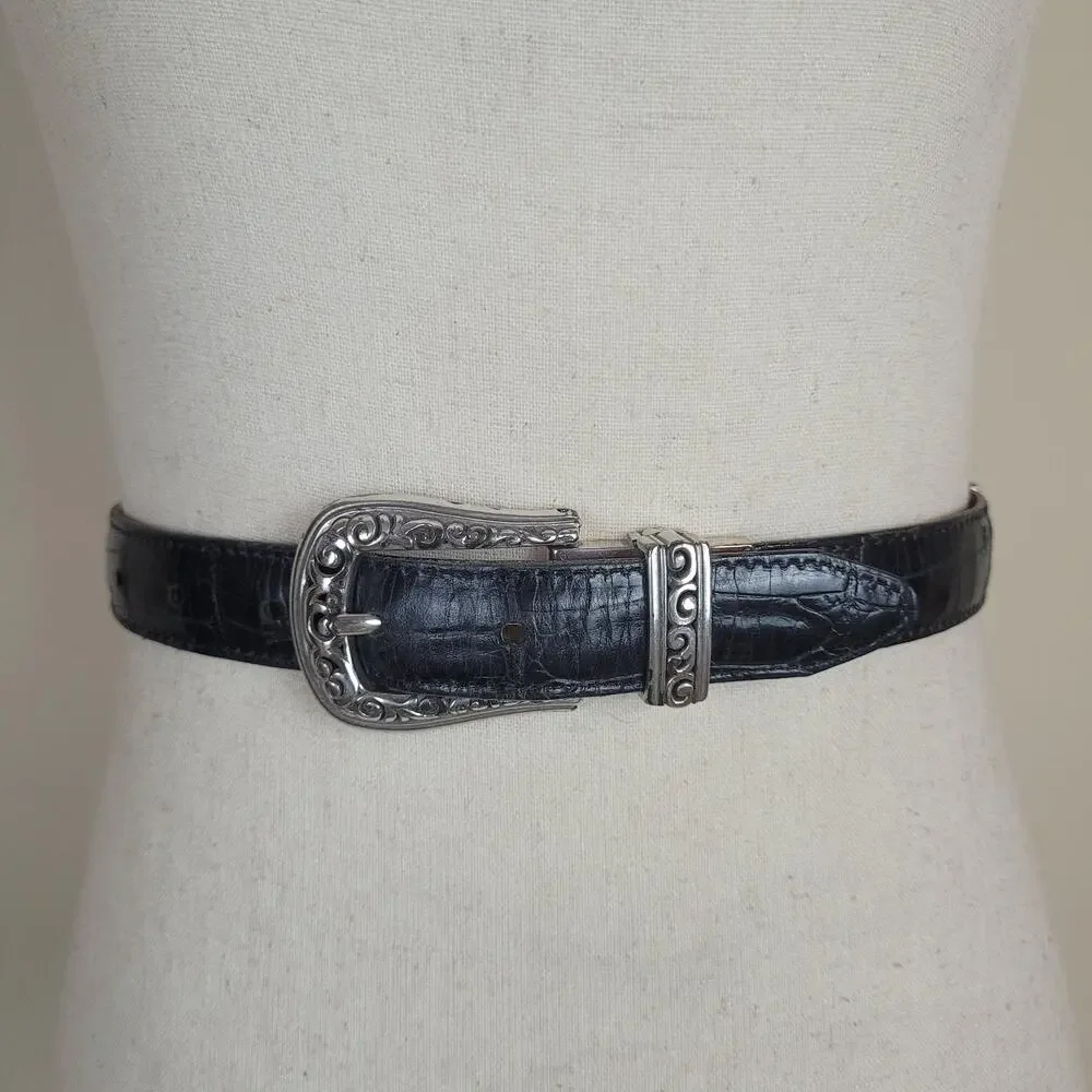 Red Leather Belt 30 Reversible Western Cowgirl Croc Embossed Cowgirl Boho Rodeo